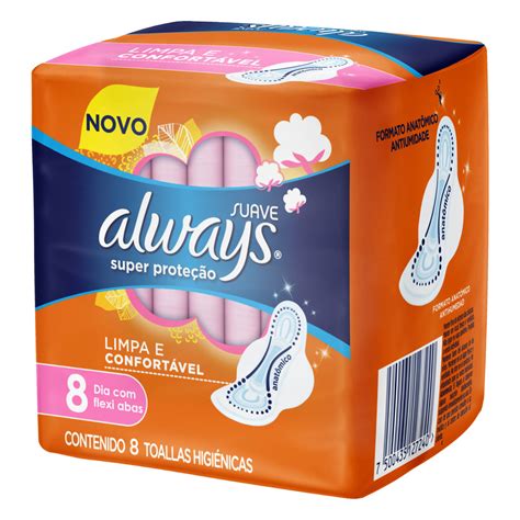 Qual Absorvente Tem Furinhos - Absorvente Always Dia Super Proteção Cobertura Suave com Abas com 8 ...