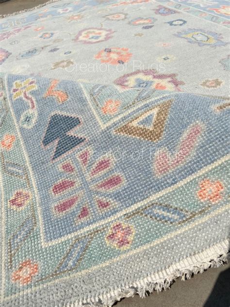 X Blue Turkish Oushak Area Rug Green Oushak Rug Handmade Etsy