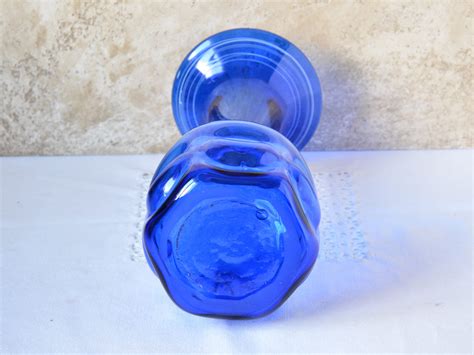 Vintage Glass Vase Cobalt Blue Glass Art Vase Retro Hand - Etsy