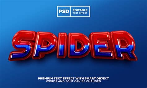 Premium Psd Spider Super Hero Red Blue 3d Editable Text Effect Style