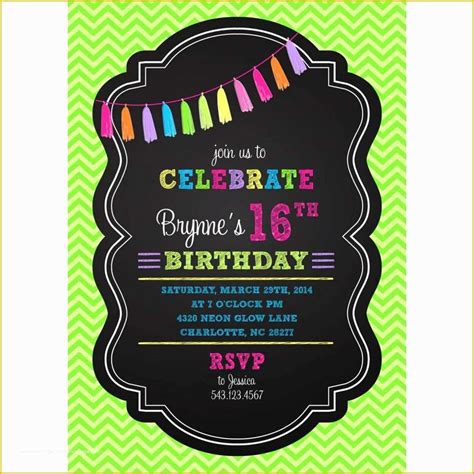 47 Neon Party Invitations Templates Free | Heritagechristiancollege