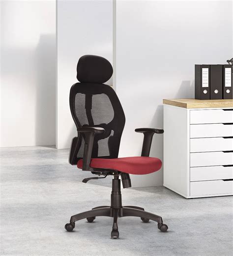 Buy Cosmos Breathable Mesh Ergonomic Chair In Maroon Colour With