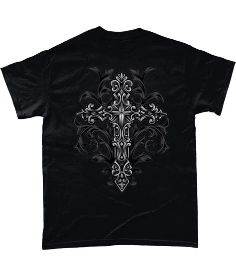 Gothic Cross Design T Shirt Kleding