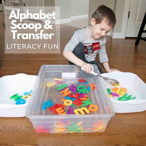 Alphabet Scoop and Transfer Literacy Activity - Busy Toddler