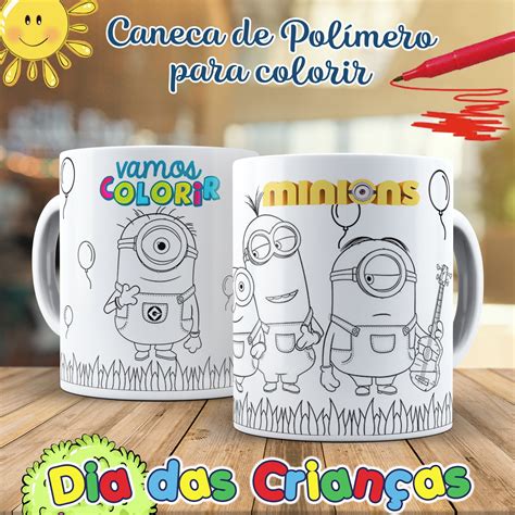 Caneca De Pol Mero Para Colorir Minions Dia Das Crian As Elo