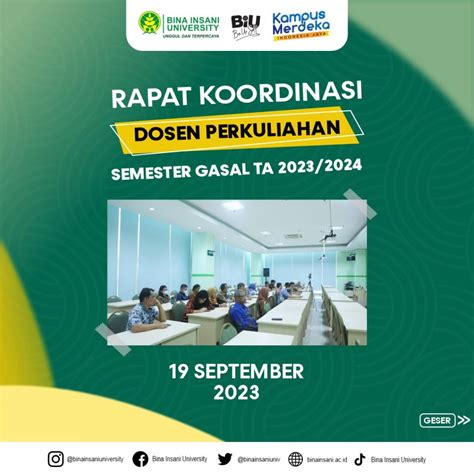 Rapat Koordinasi Dosen Semester Gasal Ta Universitas Bina