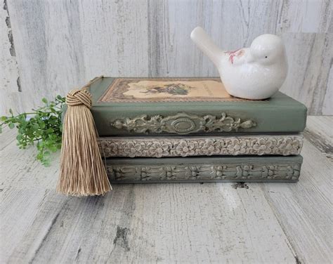 Decorative Book Stack Embellished Books Set Of Three Etsy