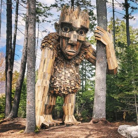 Giant Troll Sculptures Made of Recycled Wood Greet Visitors in the ...