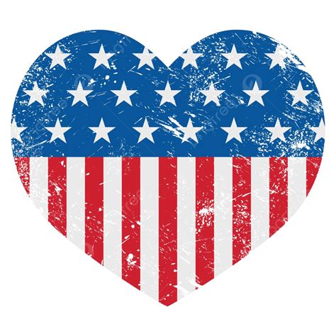 Usa America Retro Heart Flag Vector Washington Isolated Texture Photo