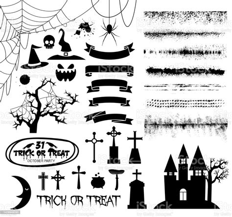 Big Collection Of Happy Halloween Magic Collection Hand Drawn Vector Illustration Stock