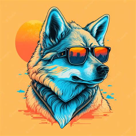 Premium Ai Image Illustration Of A Adorable Wolf Wearing Sunglasses