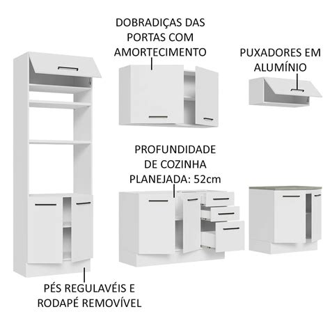 Cozinha Completa Madesa Agata Arm Rio E Balc O Sem Tampo E