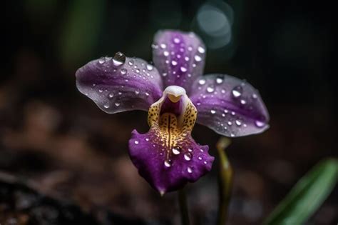 Una Flor De Orqu Dea Con Gotas De Agua Foto Premium