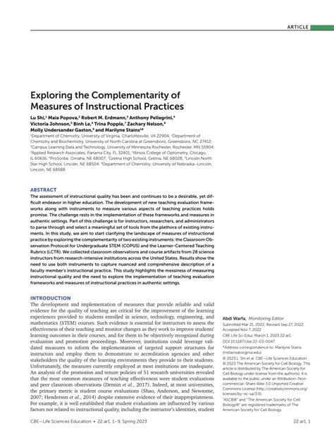 PDF Exploring The Complementarity Of Measures Of Instructional Practices