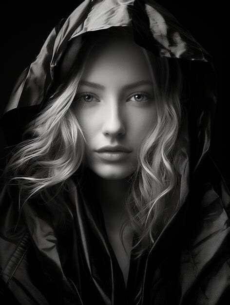 Premium AI Image Blonde Fashionmodel Wearing A Transparent Scarf