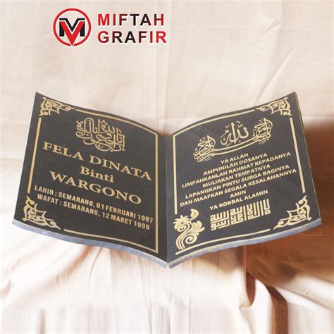 Jual Nama Batu Nisan Model Bentuk Buku Dua Nama Maesan Makam Nissan