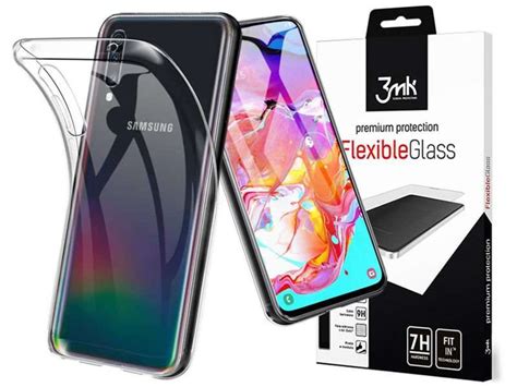 Etui silikonowe przezroczyste do Samsung Galaxy A70 A70S Szkło 3mk FG