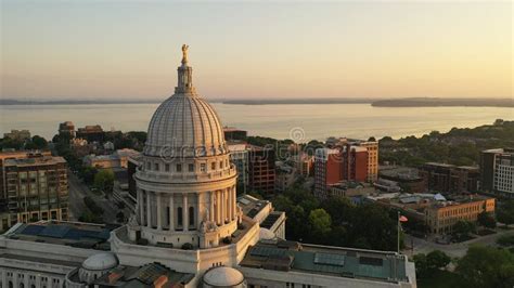 Aerial View Of City Of Madison The Capital City Of Wisconsin From