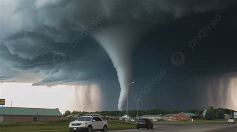 Fondo Un Tornado Impresionante En El Cielo Sobre La Calle En América