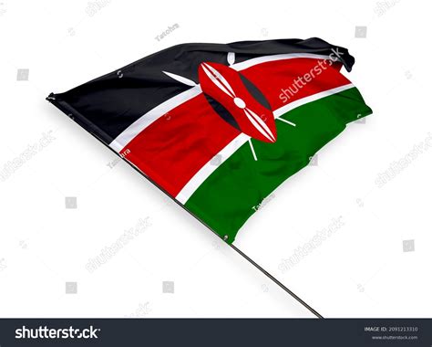 Kenyas Flag Isolated On White Background Stock Photo 2091213310