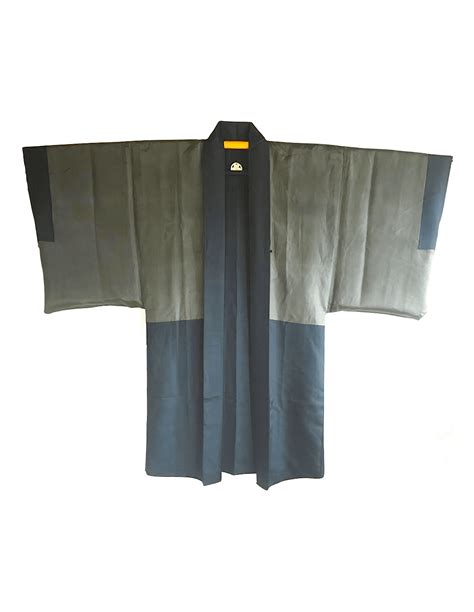 Men S Vintage Haori Black Silk Katabami Montsuki Meoto Iwa