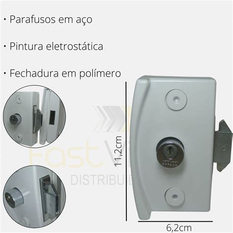 Fechadura Blindex Porta Vidro Correr 3530 Vv Completa Branco Fast