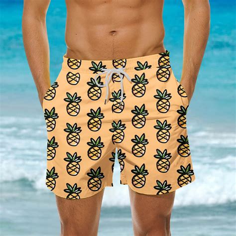 Xysaqa Men S Swim Trunks Pineapple Beach Board Shorts Swimsuits For Men