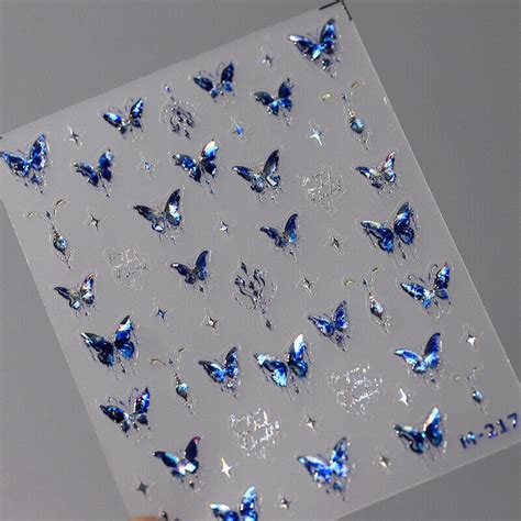 Dream Shiny Blue Butterfly D Self Adhesive Nail Art Stickers Manicure