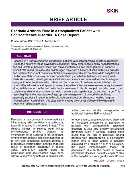 PDF Psoriatic Arthritis Flare In A Hospitalized Patient With