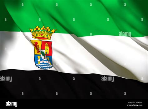 D Rendering Of An Extremadura Spanish Community Flag Stock Photo Alamy