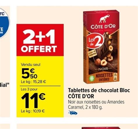 Promo Tablettes de chocolat Bloc CÔTE D OR chez Carrefour