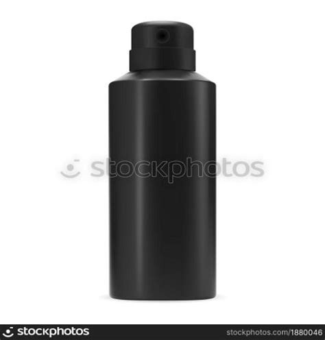 Black Deodorant Spray Bottle Isolated Vector Blank Aluminum Antiperspirant Can Template