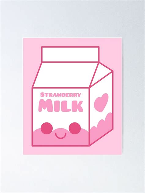 Kawaii Strawberry Milk Carton Poster By Kittybox Redbubble