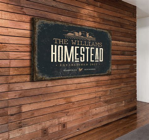 Custom Rustic Homestead Sign Modern Farmhouse Wall Art Black Canvas