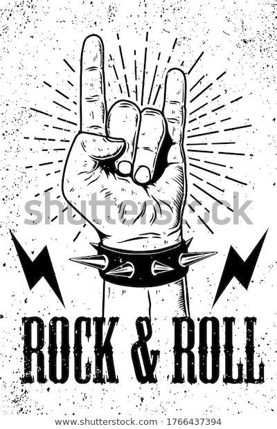 Rock Roll Poster Template Hand Rock Stock Vector Royalty Free