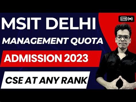 Msit Delhi Management Quota 2023 Ipu Management Quota 2023