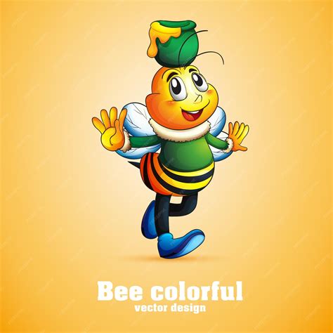 Premium Vector | Bee colorful vector. yellow background