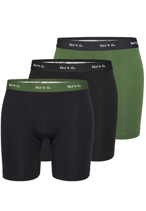 Phil Co Boxershorts Heren Met Lange Pijpen Boxer Briefs 3 Pack Zwart