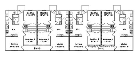 4 Plex Apartment Plan J778 4b Plansource Inc