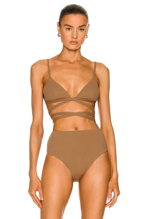 Matteau Wrap Triangle Bikini Top In Cinnamon Crinkle Fwrd