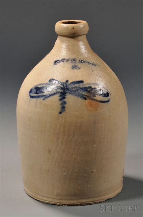 Dragonfly Cobalt Decorated Stoneware Jug Nathan Clark Jr Athens