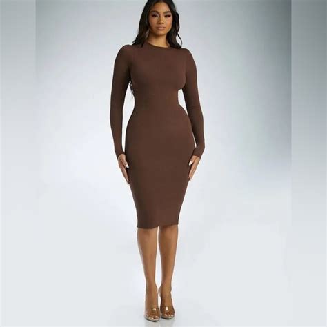 Naked Wardrobe Dresses Naked Wardrobe Body Con High Neck Midi Dress