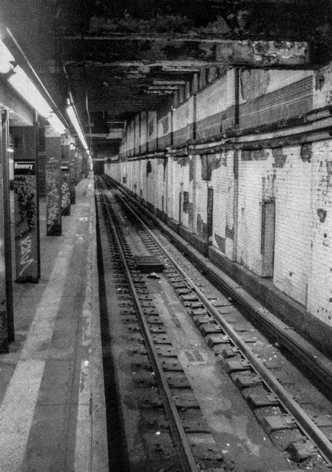 Route Ny A Look Up The Tracks At The Bowery Subway Station On The J M