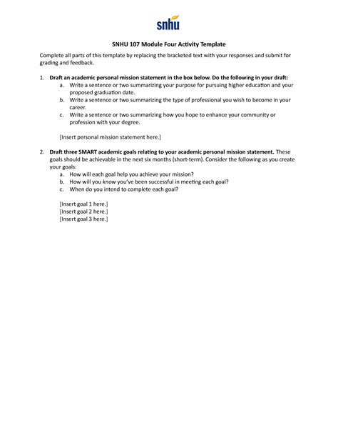 SNHU 107 Module Four Activity Template SNHU 107 Module Four Activity