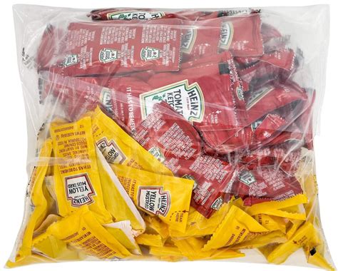 Heinz Condiment Packets Ketchup And Mustard 100 Total 50 Each Flavor Mustard Ketchup 100 Piece