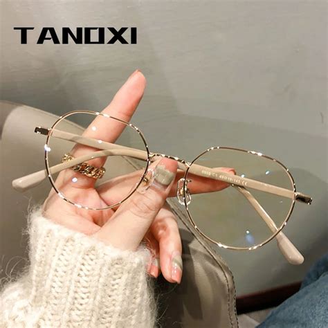 TANOXI Anti Blue Light Metal Polygons Myopia Glasses Women Men Computer