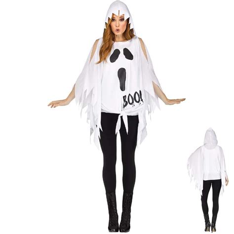 White Ghost Poncho Hooded Adult Halloween Costume - Cappel's