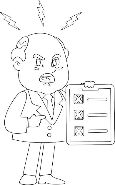 Desenhado chefe de negócios irritado homem personagem de desenho