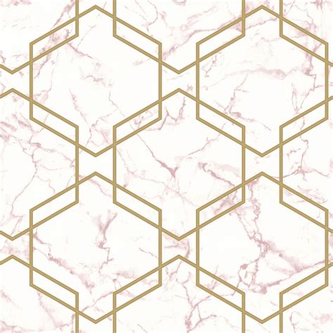 Geometric Pink/Gold Holden 90711 | Wallpaper Sales