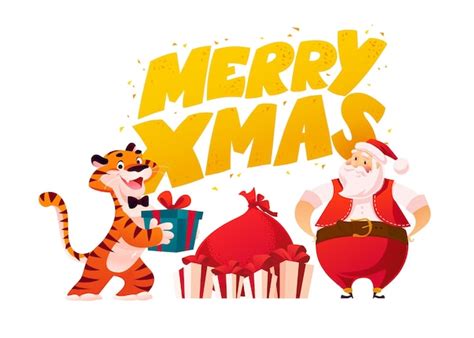 Premium Vector Merry Christmas Text With Elves Cartoon Character